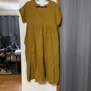 Carly Jean Los Angeles Reef Dress in Mustard Yellow (Size M)